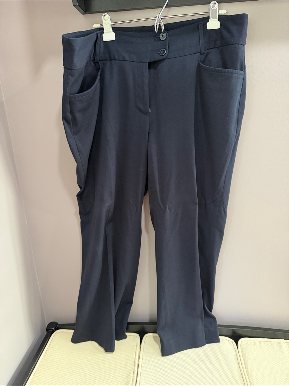 Rafaella Deep Navy Wide Leg Trousers Curvy Dress Pants